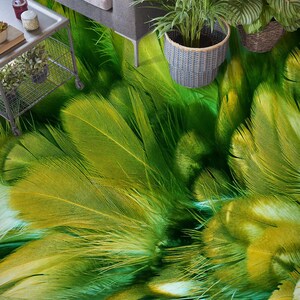 3D Green Feathers 7465 Floor Wallpaper Murals Self-adhesive - Etsy