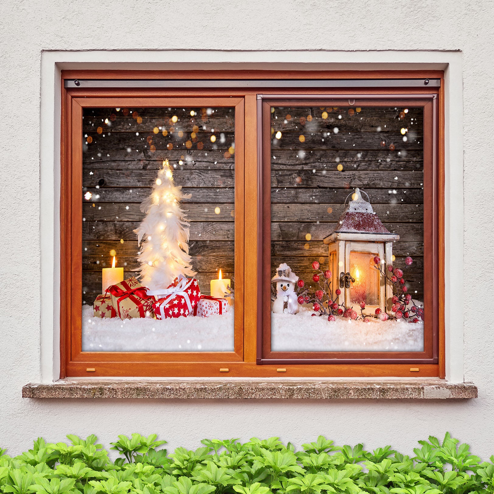 Fensterbild Kranz Aufkleber Lichtertanz Der Weihnacht | Winterzeit Deko Für Advent Und Weihnachten, Exklusiv