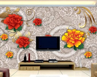 Red Peony WC026 Wallpaper Mural Self Adhesive Peel and Stick - Etsy Red Peony WC026 Wallpaper Mural Self Adhesive Peel and Stick - Etsy