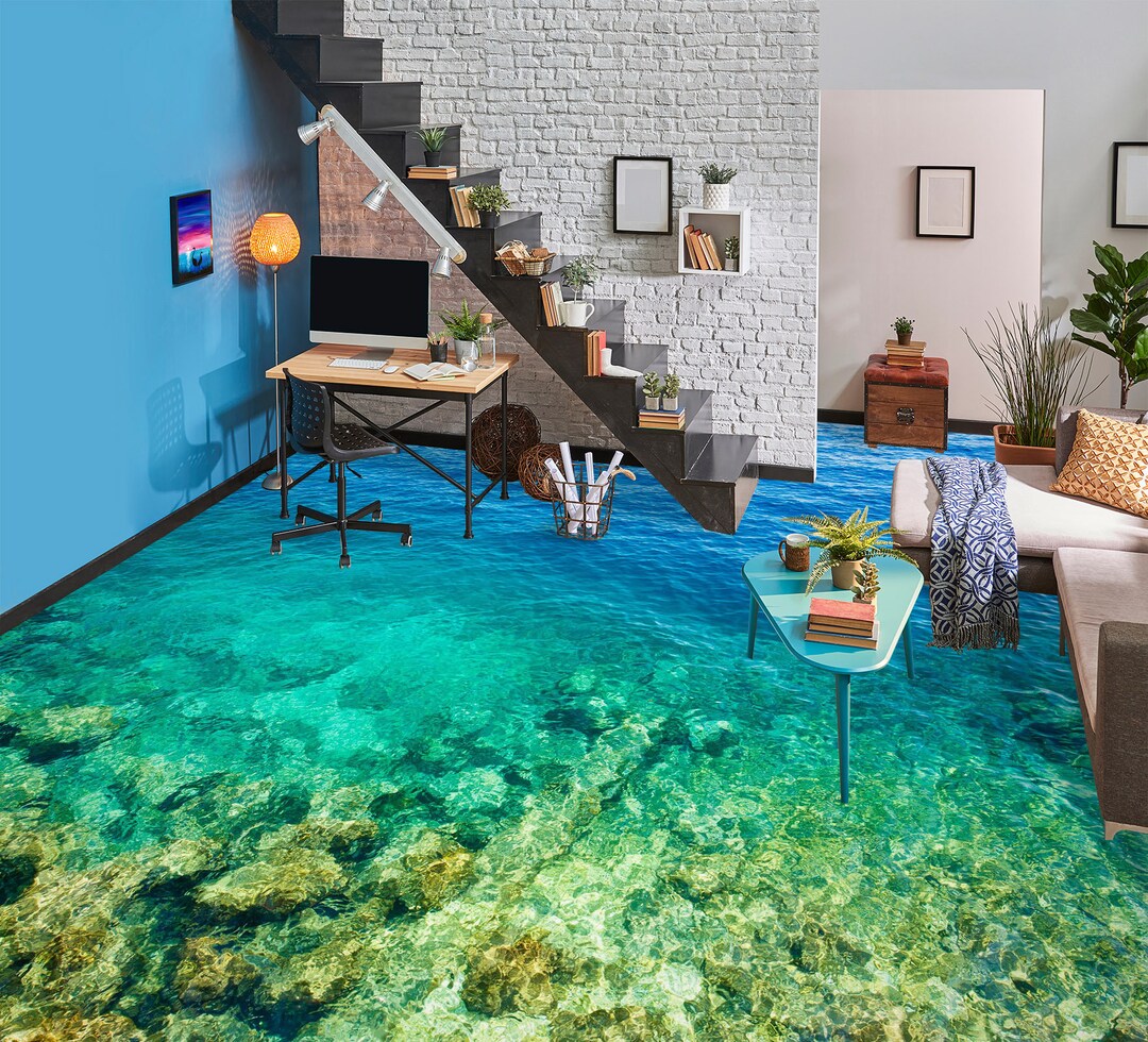 3D Blue Lake 5225 Floor Wallpaper Murals Self-adhesive Removable ...