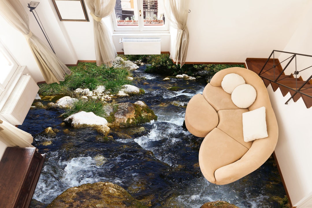 3D River Stones 5055 Floor Wallpaper Murals Self-adhesive Removable ...