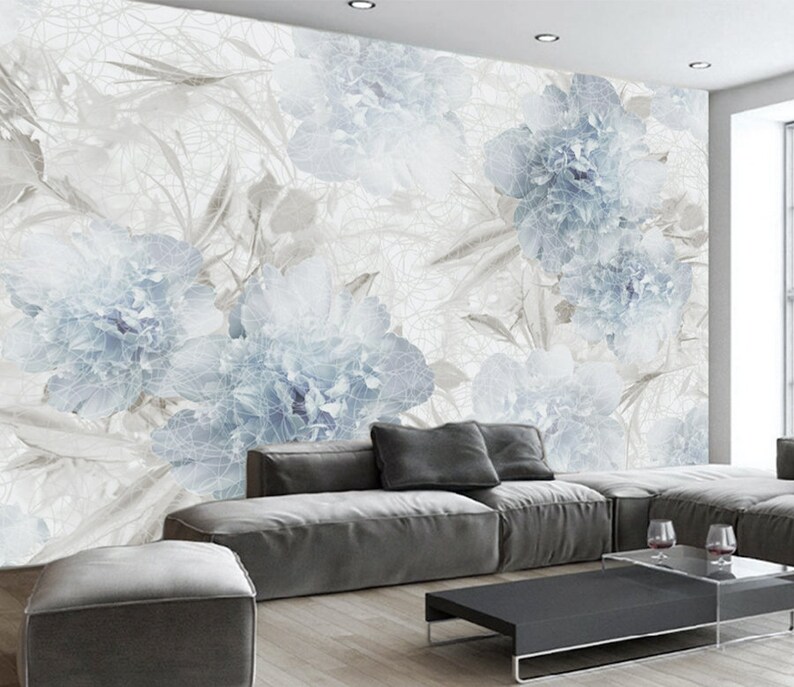 Blue Flower 3178 Wallpaper Mural Self Adhesive Peel and Stick Etsy