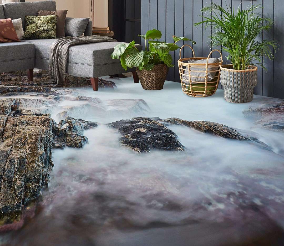 3D Cloudy Stone Scenery 9223 Floor Wallpaper Murals Self-adhesive ...