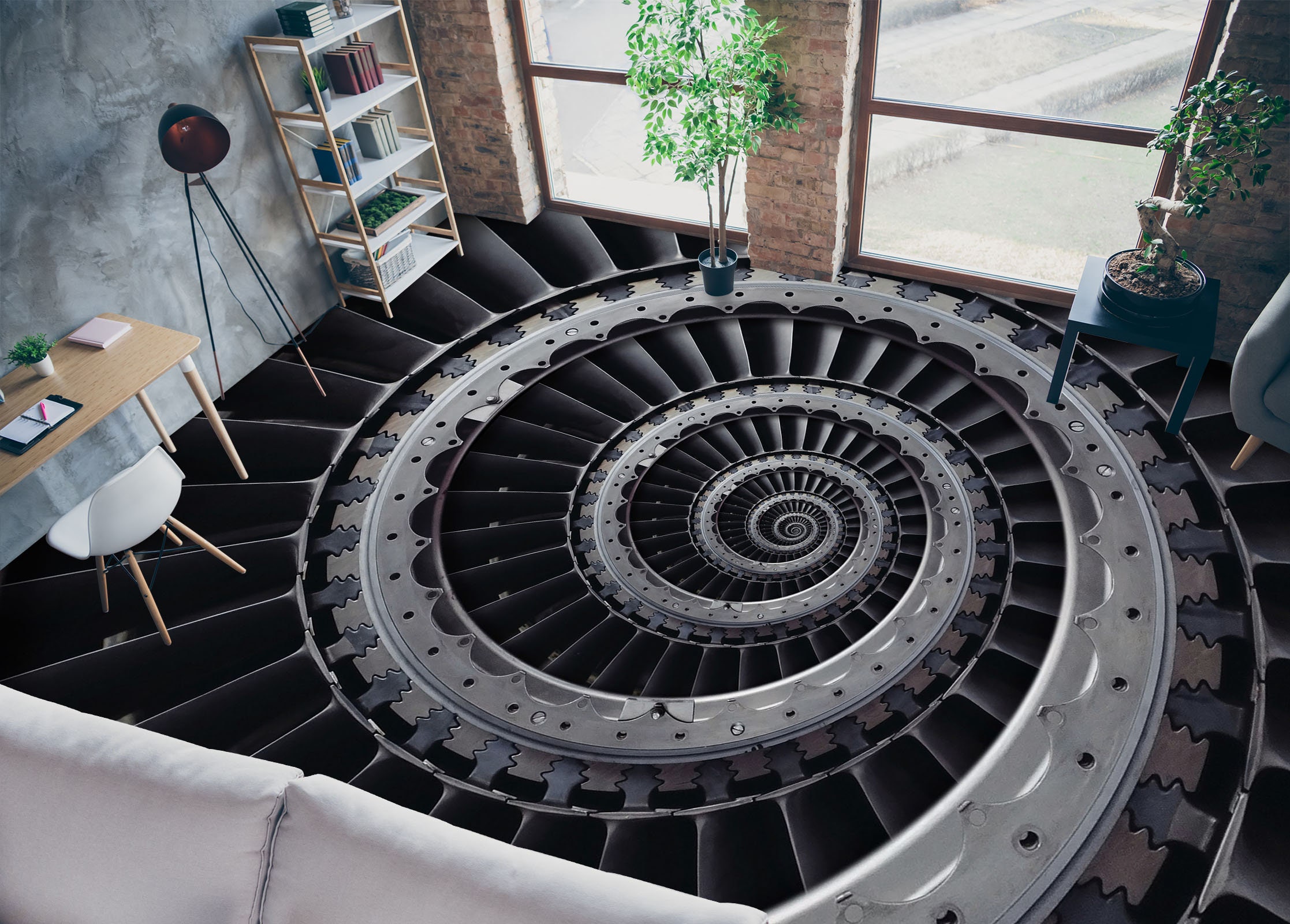 3D Black Spiral Staircase 4144 Floor Wallpaper Murals - Etsy UK