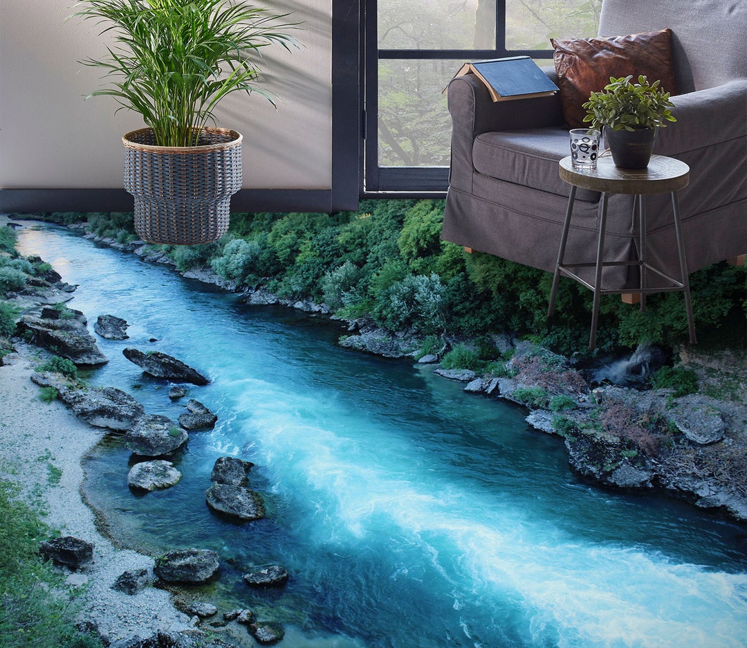 3D Life Blue River 8475 Floor Wallpaper Murals Self-adhesive Removable ...