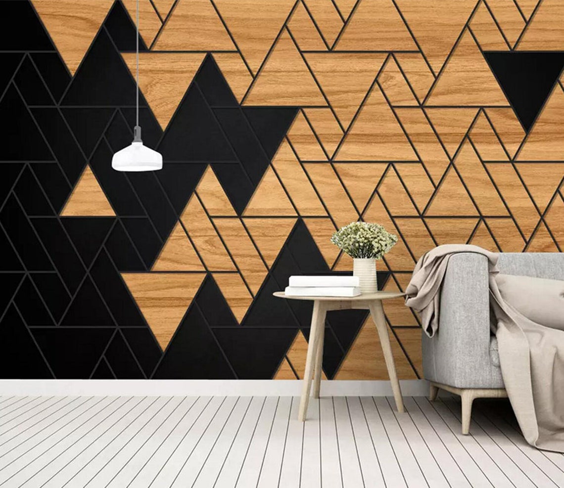 Wooden Triangle 2873 Wallpaper Mural Self Adhesive Peel and - Etsy