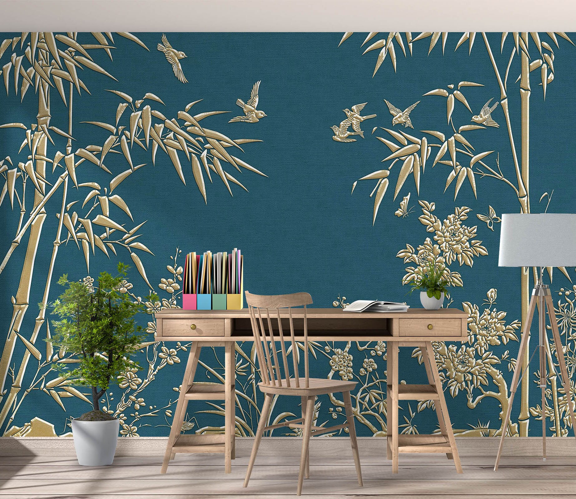 Golden Bamboo 1458 Wallpaper Mural Self Adhesive Peel and | Etsy