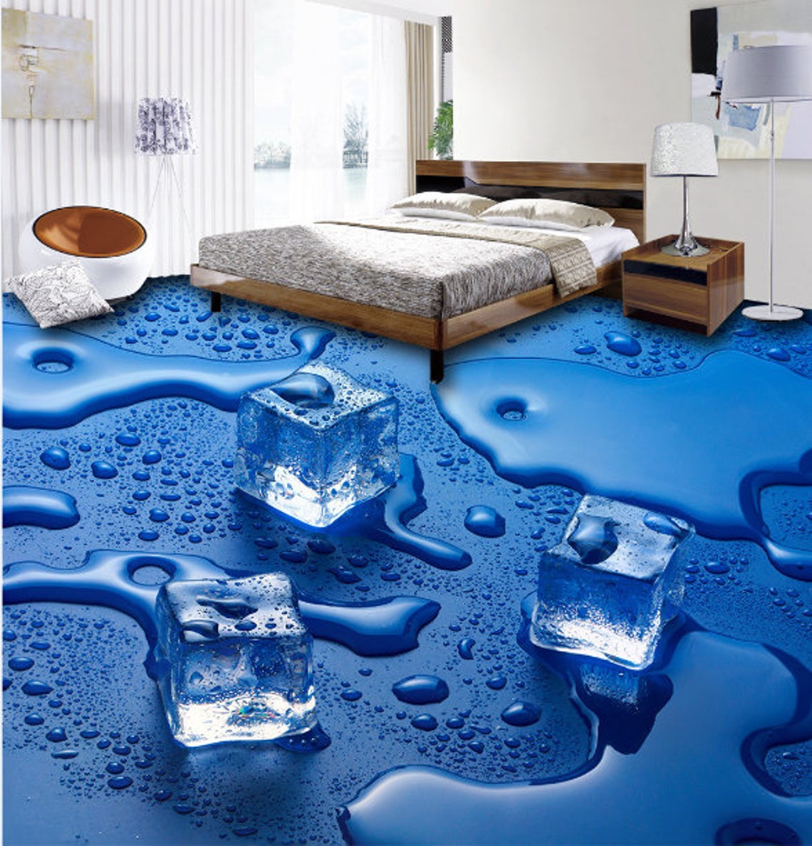3D Ice Cube Water 0056 Floor Wallpaper Murals Self-adhesive - Etsy