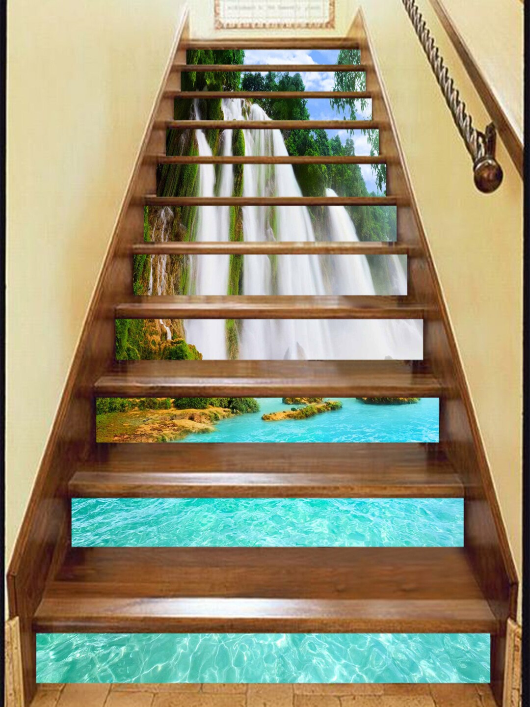 3D Lake Waterfall S1279 Pattern Tile Marble Stair Risers Decoration ...