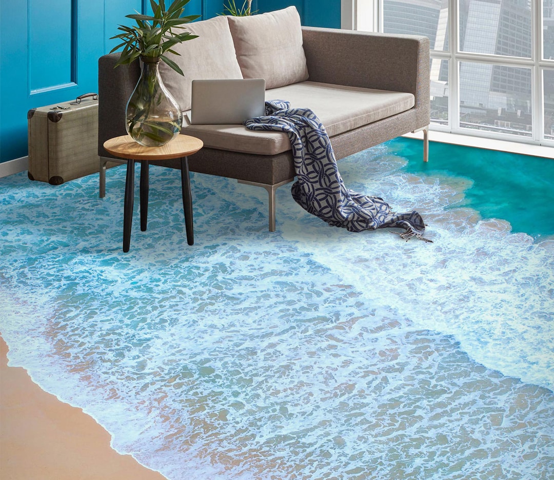 3D Charming Beach Floor Mural  Non-slip, Waterproof  & Removable Rug Mat & Floor Murals