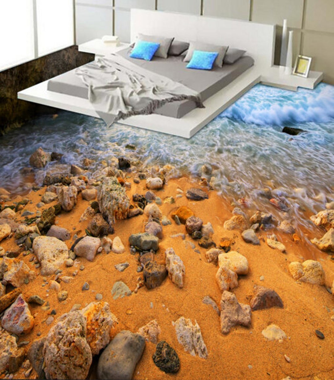 3D Stone Beach 0498 Floor Wallpaper Murals Self-adhesive Removable ...