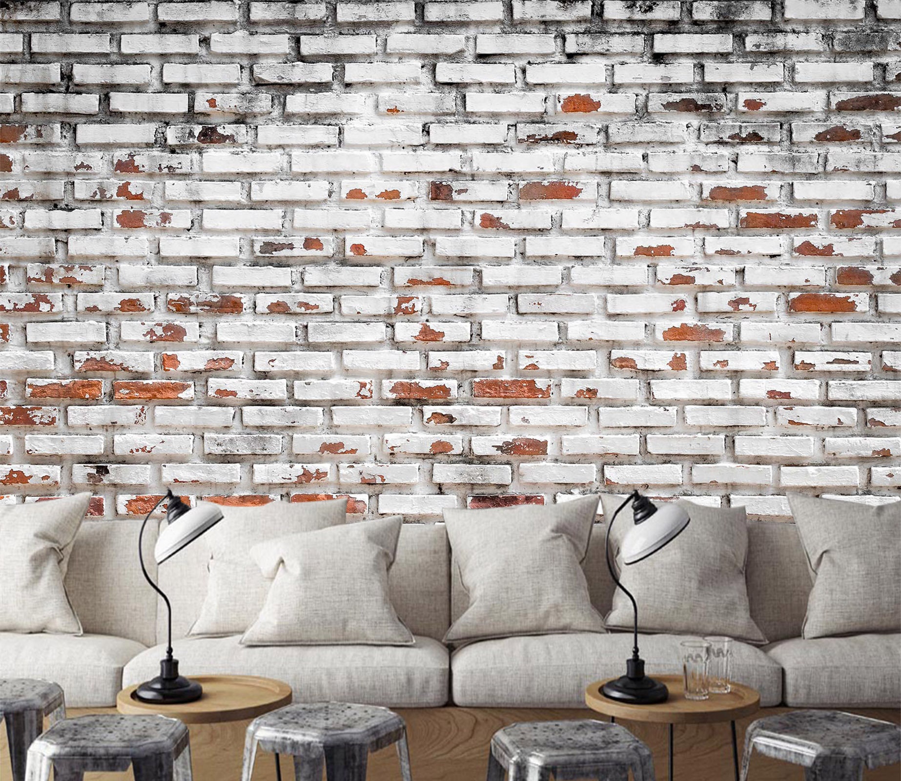 123x87312x219cm White Paint Brick Wall 885 Etsy