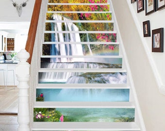 Stickers 3D Décoratifs Pour Contremarches D'escalier - Motif Peinture Exquis, Neufs