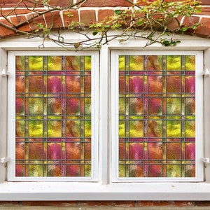 3D Vertical Grain W8806 Window Film Print Sticker Cling Stained Glass Xmas Window Decor UV Heat Control Glass Privacy Window Film Rose