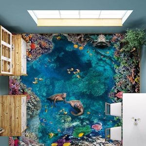 3D Armonioso Oceano 4080 Pavimento Carta da parati Murales Autoadesivo Rimovibile Cucina Bagno Pavimento Impermeabile Tappeto Tappeto Stampa Epossidico YOYO