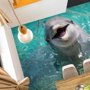 3D carino delfino 3043 pavimento carta da parati murales autoadesivo rimovibile pavimento del bagno della cucina tappeto impermeabile tappetino stampa resina epossidica 2024