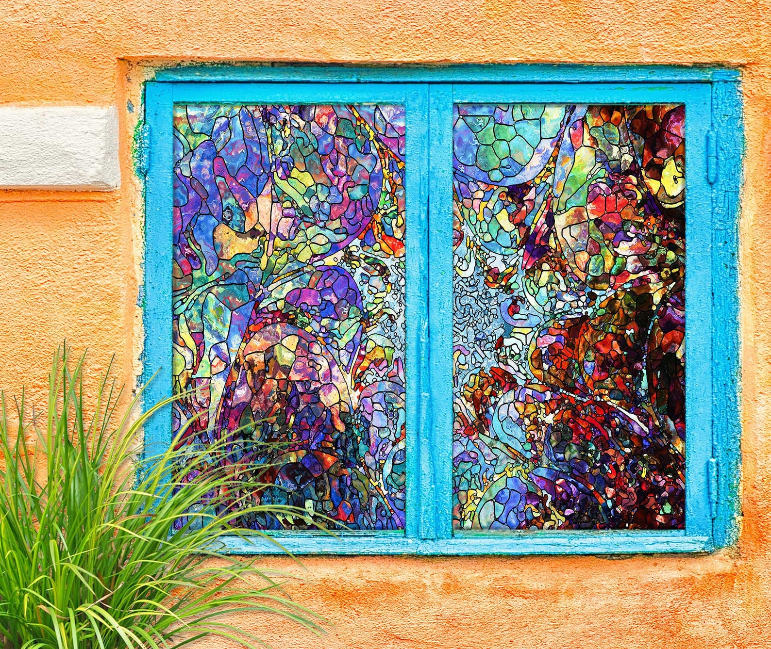 3D Complex Colors W1101 Window Film Print Sticker Cling Stained Glass ...