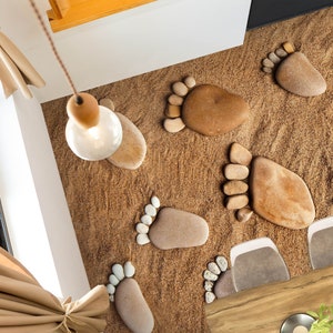 3D Footprint 3484 Floor Wallpaper Murals Self-Adhesive Removable Kitchen Bath Floor Waterproof floor Rug Mat Print Epoxy 2024