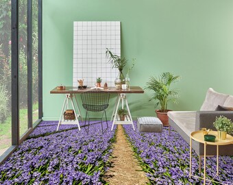3D Purple Lavender 3176 Floor Wallpaper Murals Self-Adhesive Removable Kitchen Bath Floor Waterproof floor Rug Mat Print Epoxy 2023
