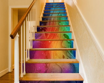 3D Rainbow Pattern SS0045 Pattern Tile Marble Stair Risers Decoration Photo Self-adhesive Mural Vinyl Decal Wallpaper Murals Wallpaper Mural