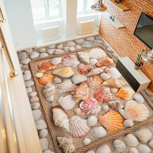 3D Conch Shell 1748 Floor Wallpaper Murals Self-Adhesive Removable Kitchen Bath Floor Waterproof floor Rug Mat Print Epoxy 2024