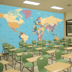 Color Mapa del mundo 022 Wallpaper Mural Auto adhesive Peel y Stick pared pegatina pared decoración diseño extraíble