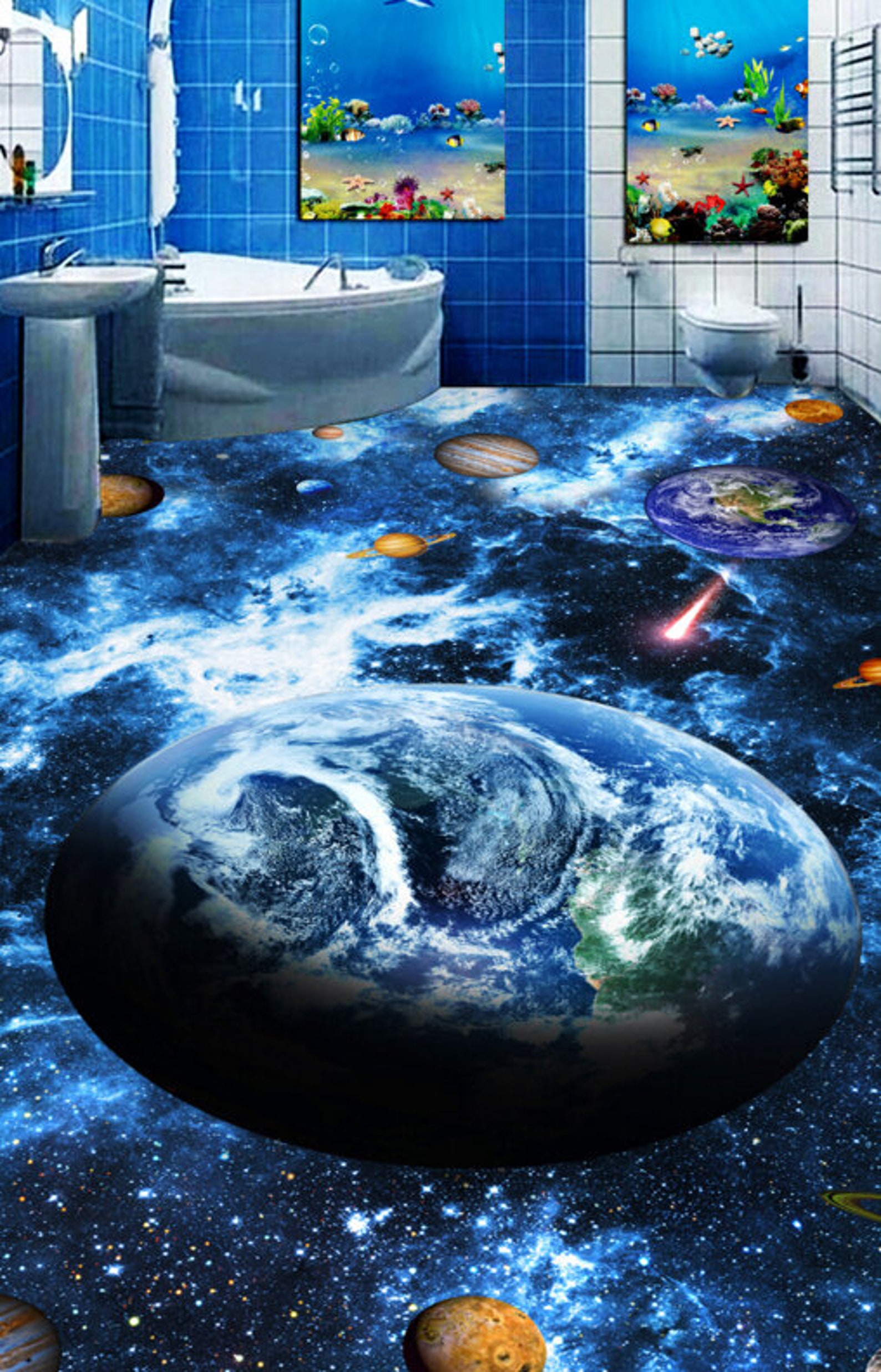 3d earth stars 0557 floor wallpaper murals self adhesive