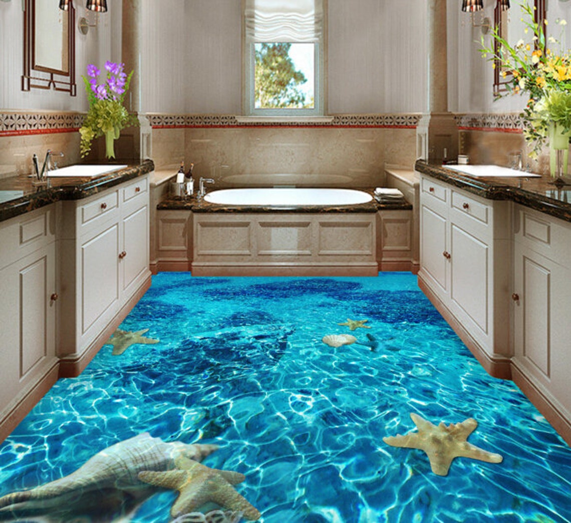 3D Blue Sea Starfish 0429 Floor Wallpaper Murals Self-adhesive - Etsy