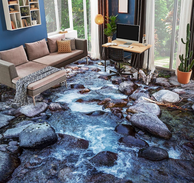 3D River Stones 5614 Floor Wallpaper Murals Self-adhesive Removable ...