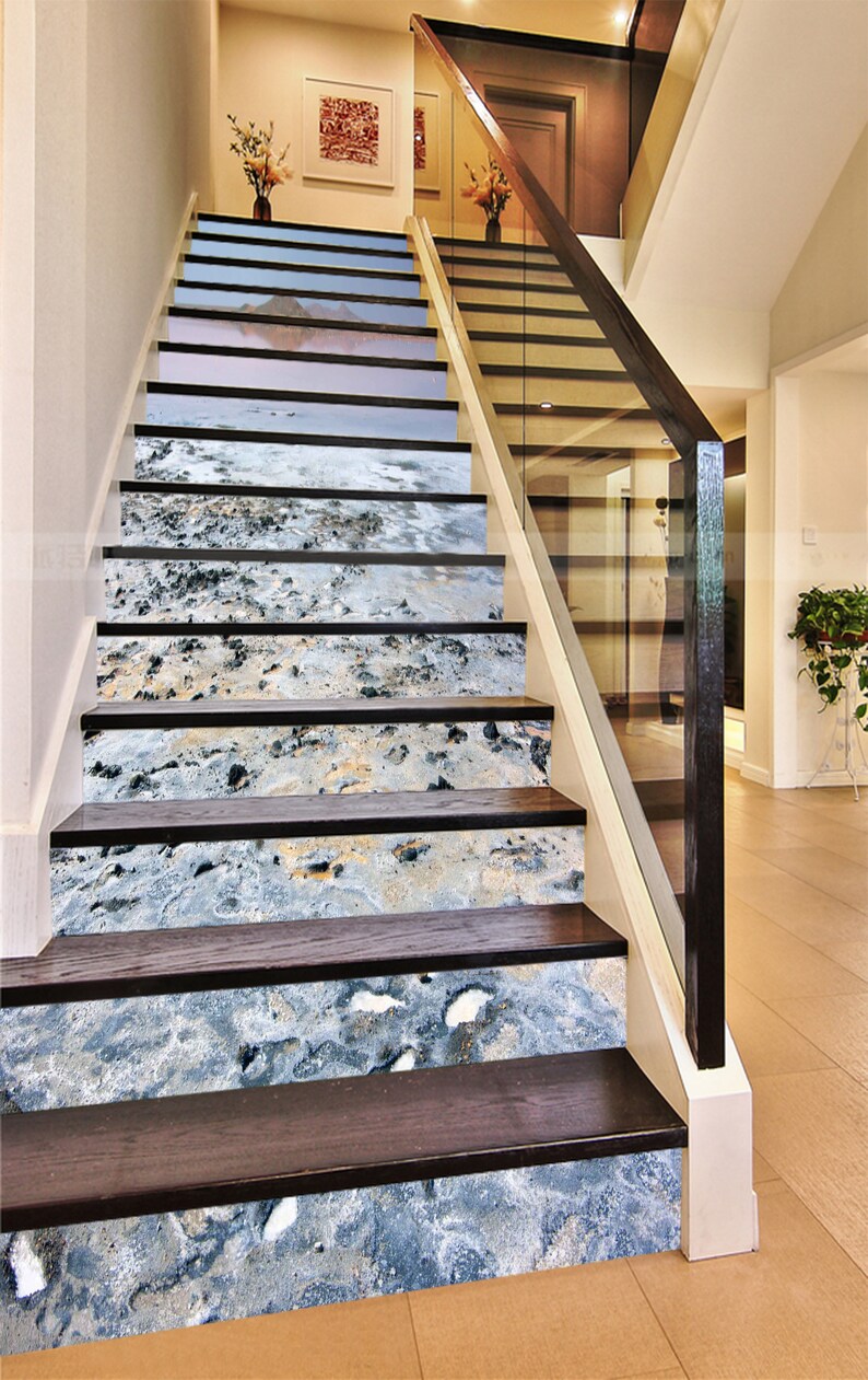 3D Mud River SS0708 Pattern Tile Marble Stair Risers Decoration Photo Self-adhesive Mural Vinyl Decal Wallpaper Murals Wallpaper Mural