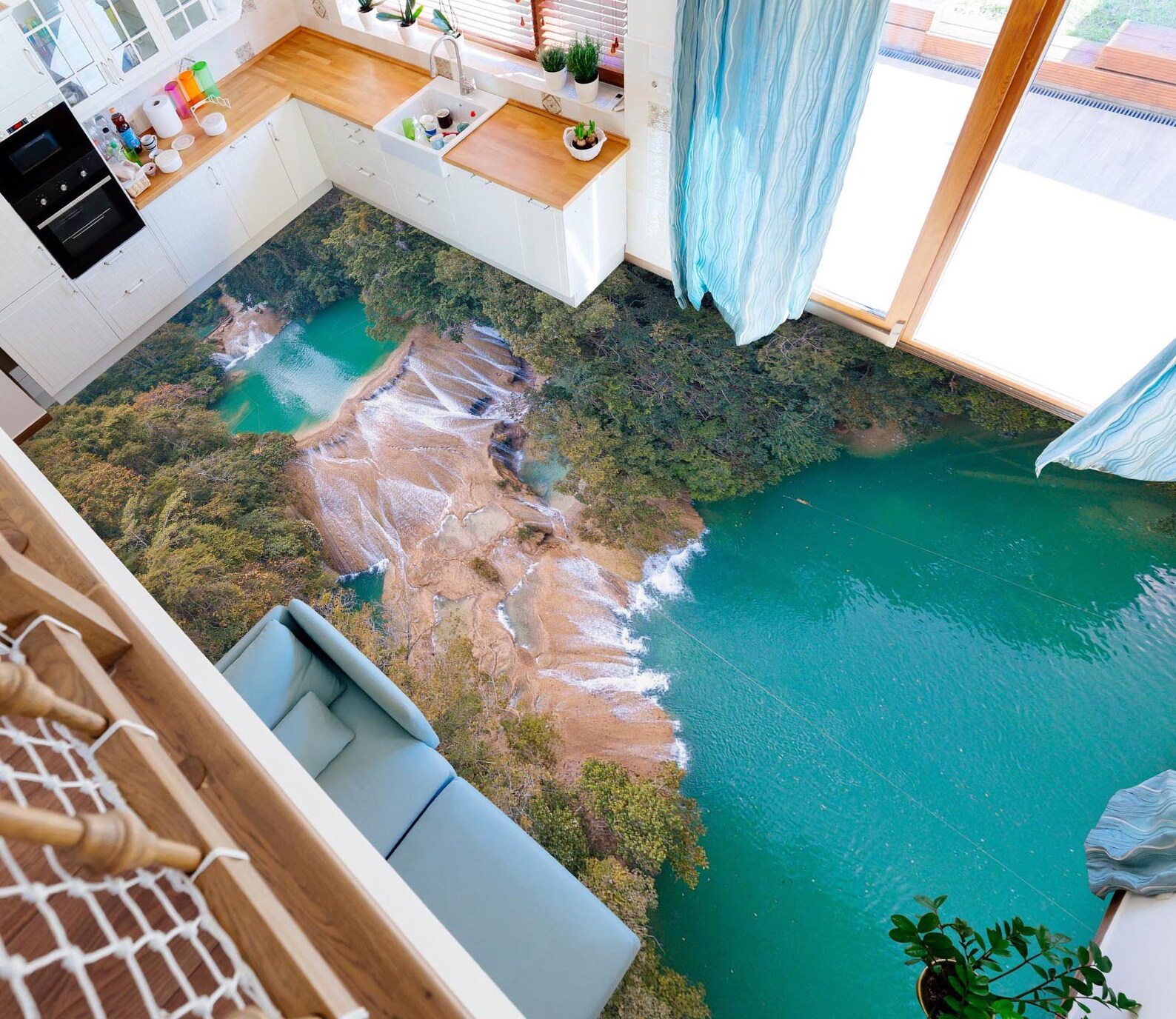 3D Forest Lake 3696 Floor Wallpaper Murals Self-adhesive Removable ...