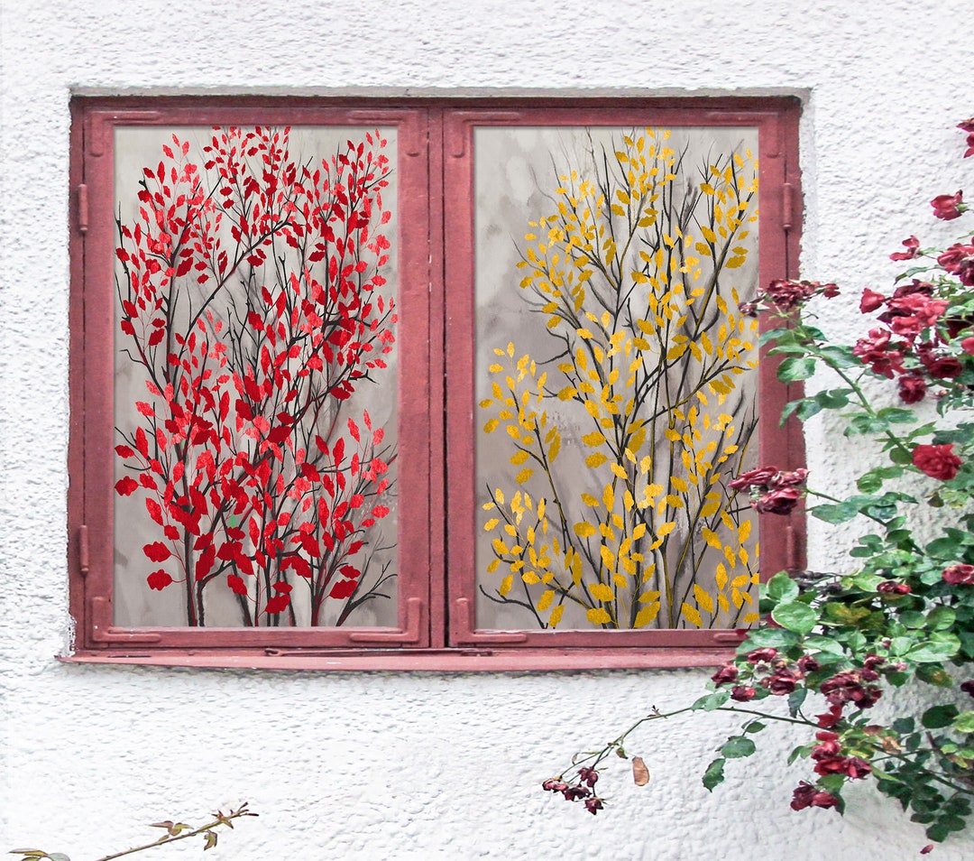 Window Marker Tree 3D Pretty Tree W1819 Window Film Print Sticker Cling Stained Glass Xmas ...
