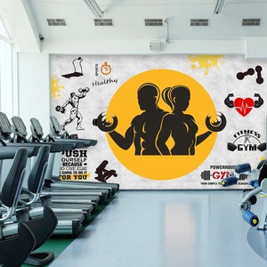 3D Fitness Partner 5042 Palestra Sport Carta da parati Murale Autoadesivo Peel and Stick Wall Sticker Decorazione murale Allenamento rimovibile Romy