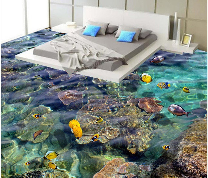 3D Clear Sea Fish 0280 Floor Wallpaper Murals Selfadhesive Etsy