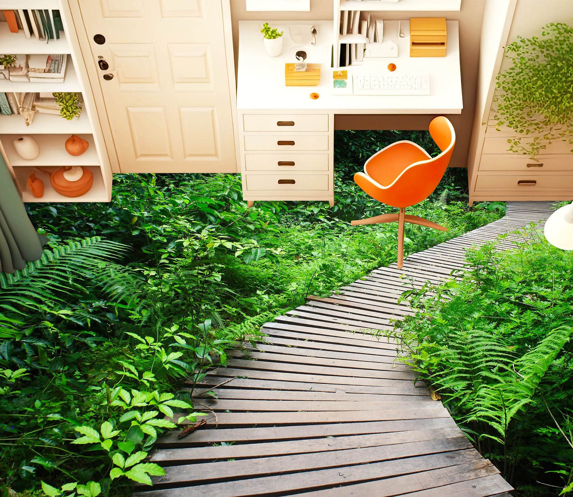 3D Boardwalk 2006 Floor Wallpaper Murals Self-Adhesive Removable Kitchen Bath Floor Waterproof floor Rug Mat Print Epoxy 2023