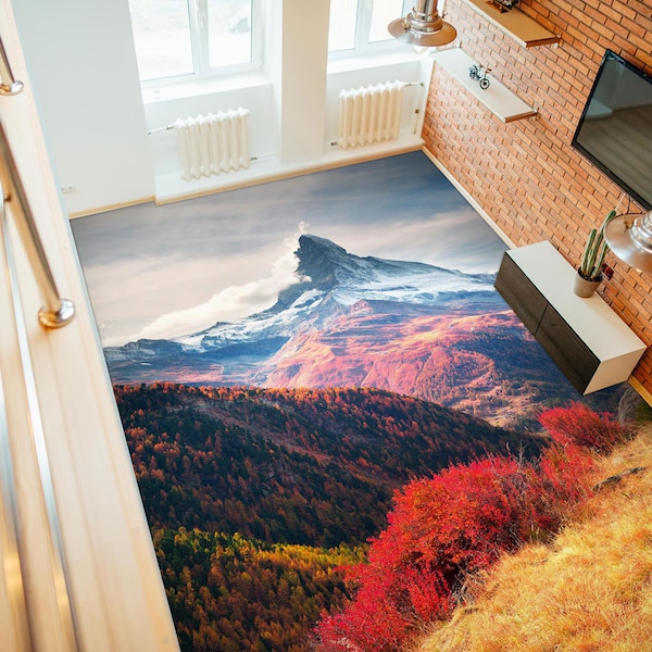 3D Four Seasons Mountains 8944 Floor Wallpaper Murals Self-Adhesive Removable Kitchen Bath Floor Waterproof floor Rug Mat Print Epoxy YOYO