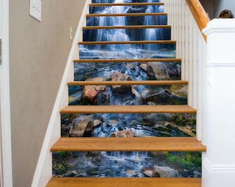 3D Clear Waterfall SS0051 Pattern Tile Marble Stair Risers Decoration Photo Self-adhesive Mural Vinyl Decal Wallpaper Murals Wallpaper Mural