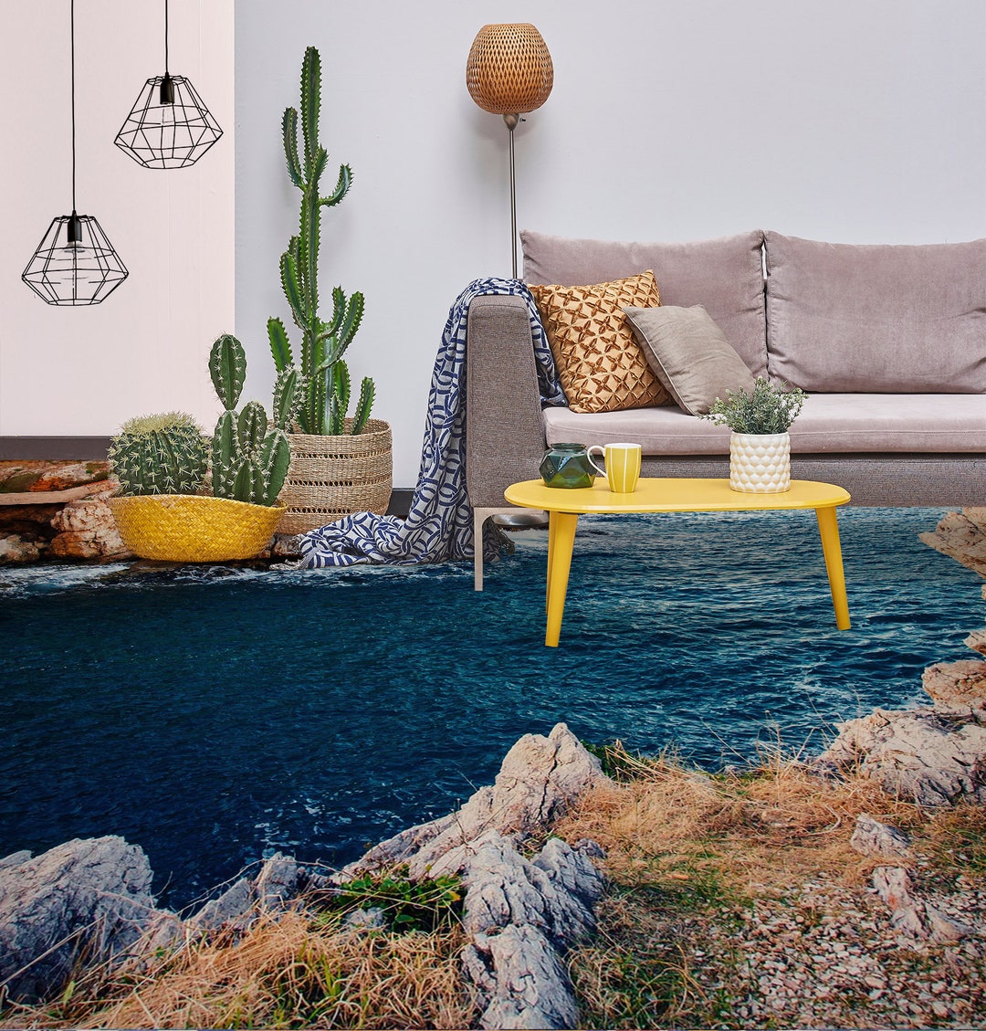 3D Blue Lake Stone 2946 Floor Wallpaper Murals Self-adhesive Removable ...