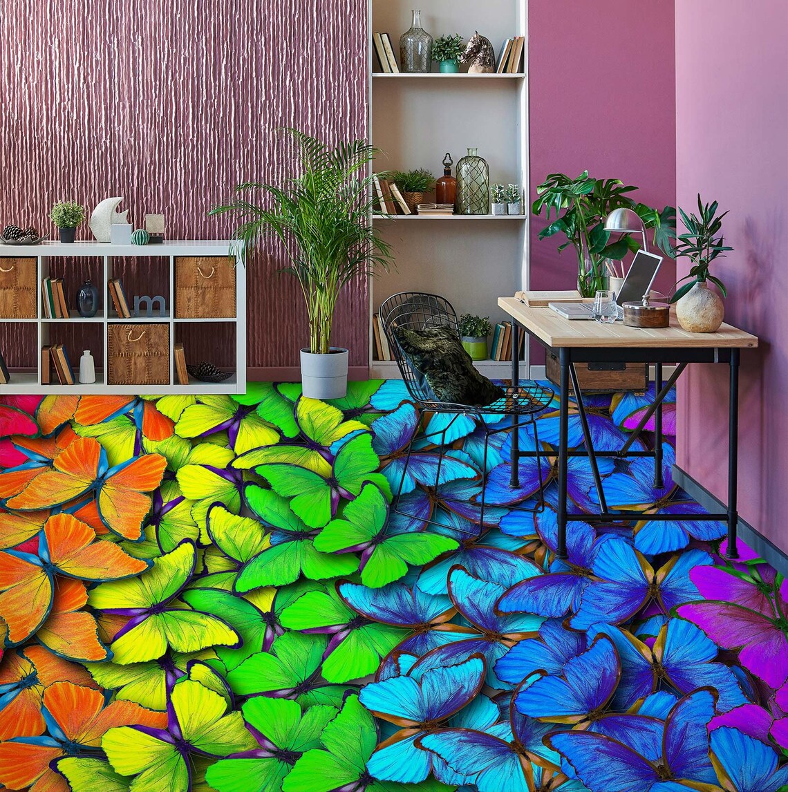 3D Fluorescent Butterflies 6953 Floor Wallpaper Murals Etsy Australia