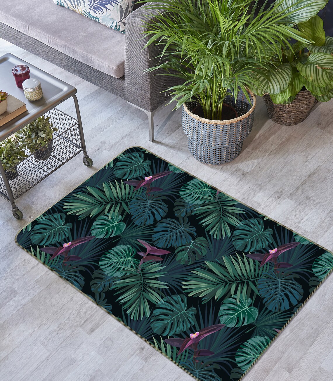 3D Dark Green Leaves FA870 Floor Non Slip Rug Carpet Room Mat Etsy