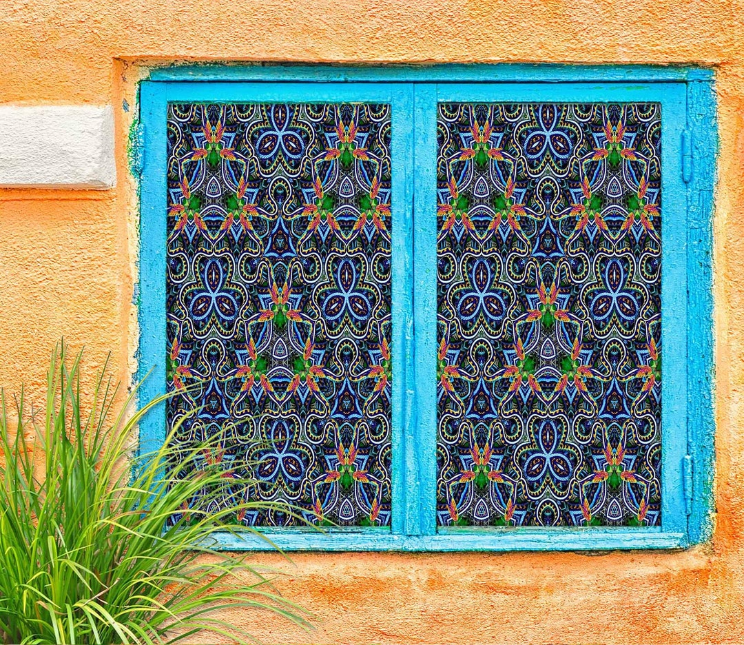 3D Dark Grey Pattern W9942 Window Film Print Sticker Cling Stained ...