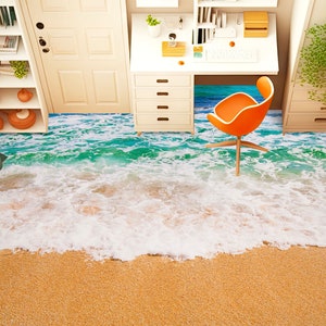 3D Beach Life 2005 Floor Wallpaper Murals Self-Adhesive Removable Kitchen Bath Floor Waterproof floor Rug Mat Print Epoxy 2023