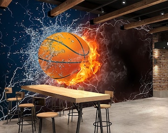 Flame Basketball 2283 Wallpaper Mural Self Adhesive Peel and Stick Wall Sticker Wall Decoration Design Removable