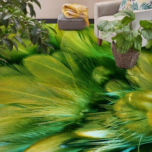 3D Green Feathers 7465 Floor Wallpaper Murals Self-adhesive - Etsy