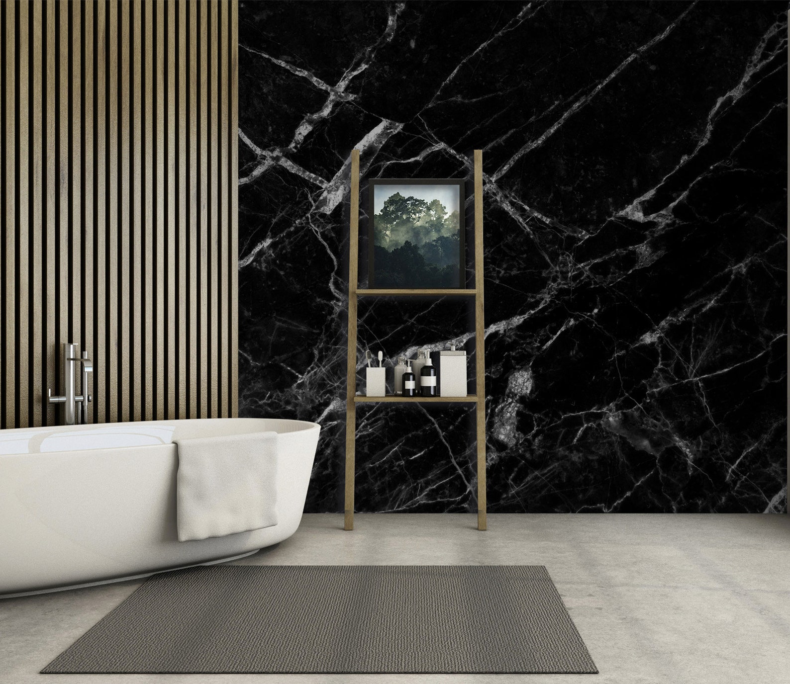 Black Marble 3017 Wallpaper Mural Self Adhesive Peel and Stick Etsy