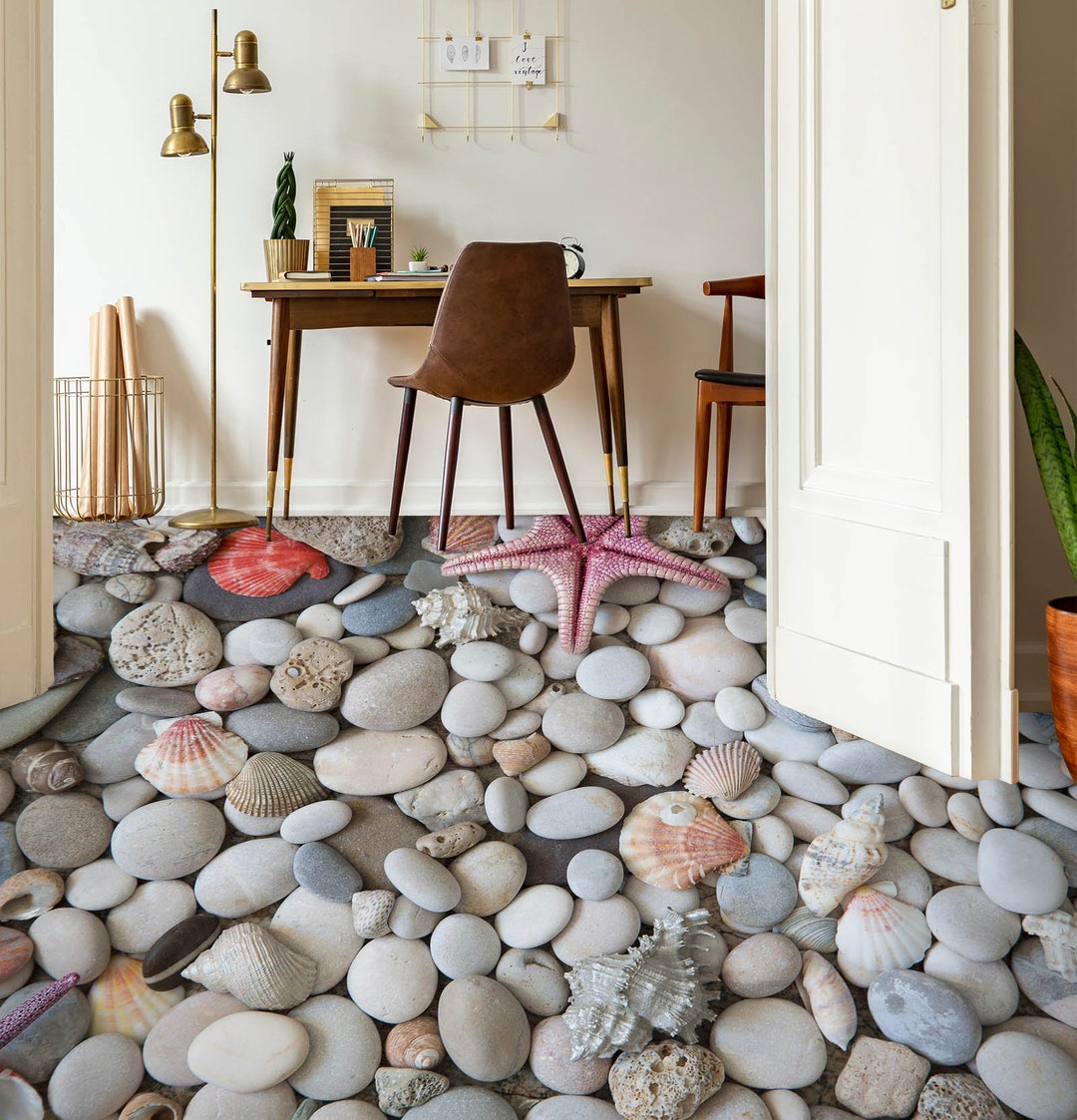 Open Shell Floor 3D Stone Shell 5110 Floor Wallpaper Murals Self-adhesive Removable ...