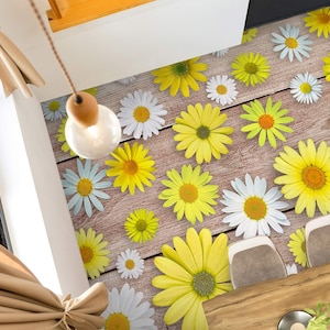 3D Daisy Wood Grain 1236 Pavimento Carta da parati Murales Autoadesivo Rimovibile Cucina Bagno Pavimento Impermeabile Tappeto Tappetino Stampa Epossidica 2024