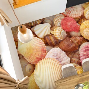 3D Conch Shell 6088 Floor Wallpaper Murals Self-Adhesive Removable Kitchen Bath Floor Waterproof floor Rug Mat Print Epoxy 2024