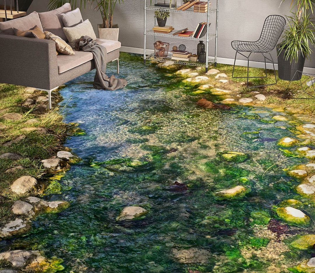 3D Creek Stone 5085 Floor Wallpaper Murals Self-adhesive Removable ...