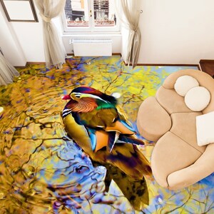 3D Colorful Duck 5305 Floor Wallpaper Murals Self-Adhesive Removable Kitchen Bath Floor Waterproof floor Rug Mat Print Epoxy 2024